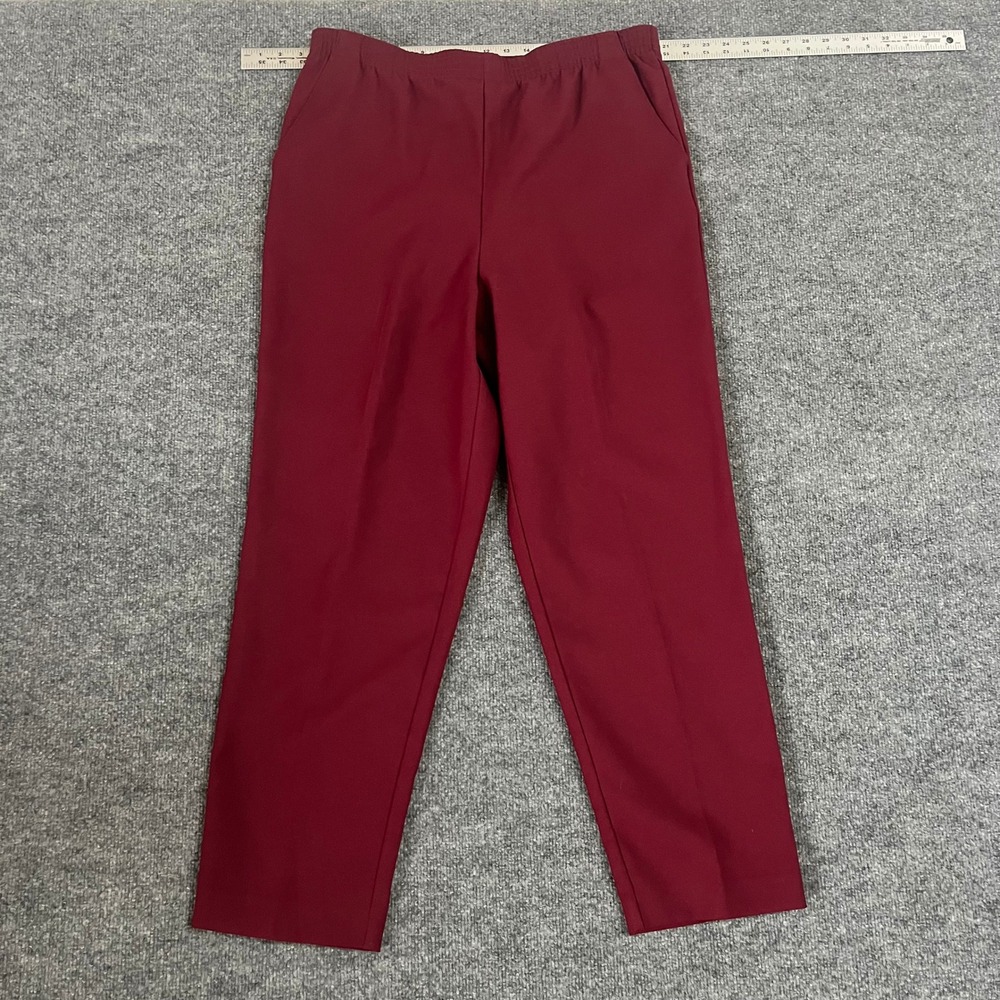 Donnkenny Pants Womens Size 18 Burgundy Elastic Waist Straight Leg Casual